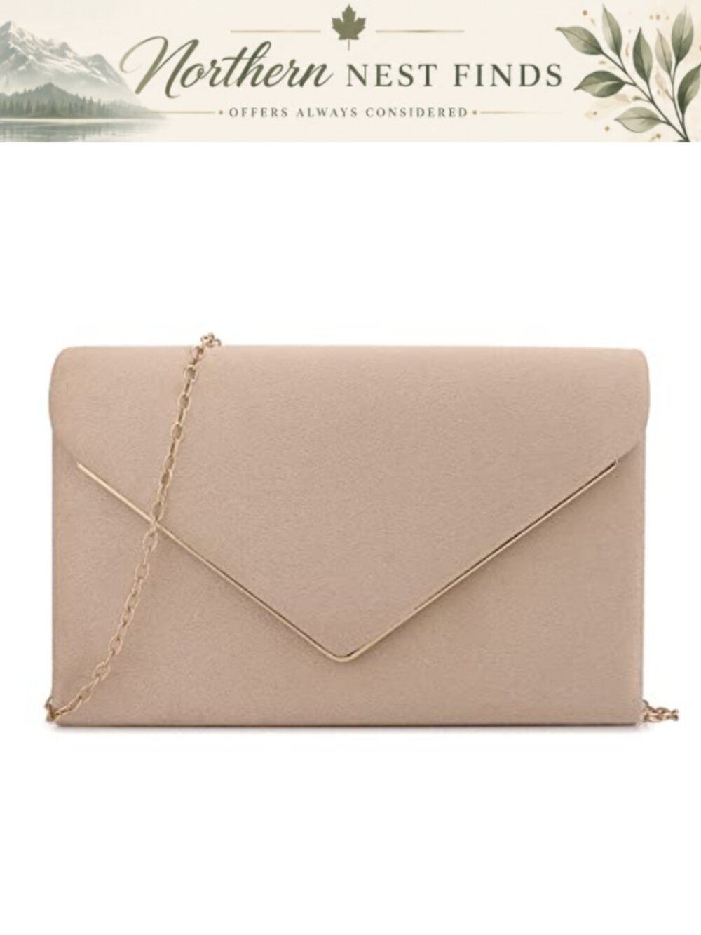 Faux Suede Pleated Envelope Clutch Evening Bag